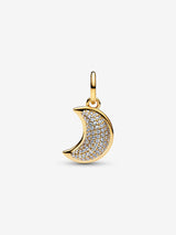 Charm Pendente Luna Crescente Luminosa Placcatura in Oro 14k