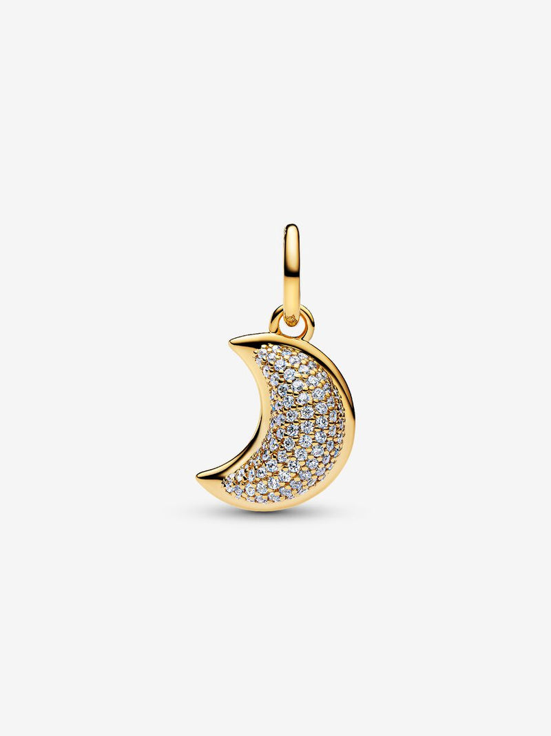 Charm Pendente Luna Crescente Luminosa Placcatura in Oro 14k