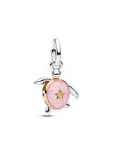 Charm Pendente Tartaruga Marina Rosa con diamante creato in laboratorio