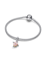 Charm Pendente Tartaruga Marina Rosa con diamante creato in laboratorio