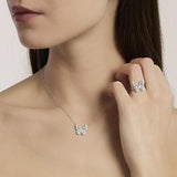 Anello in argento con farfalla in zirconi BATTITO D'ALI