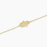 Bracciale in argento dorato con mano di Fatima POSITIVE ENERGY
