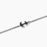 Bracciale in argento con ancora in zirconi neri da uomo NAVY RULE