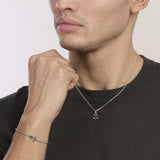 Collana in argento con ancora in zirconi neri da uomo NAVY RULE