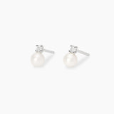 Orecchini con perle coltivate e diamanti lab-grown 0,045 carati MY DIAMOND
