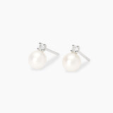 Orecchini con perle coltivate e diamanti lab-grown 0,06 carati MY DIAMOND