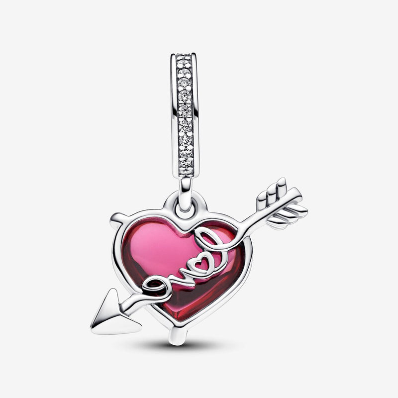 Charm Pendente Cuore con Freccia Vetro di Murano - Gioielleria Fondente