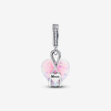 Charm Pendente Cuore di Mamma Rosa Opalescente