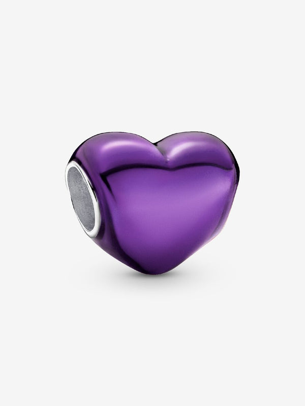 Charm Cuore Metallico Viola
