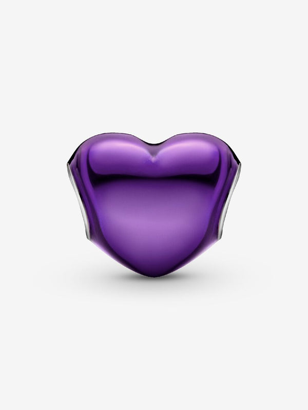 Charm Cuore Metallico Viola