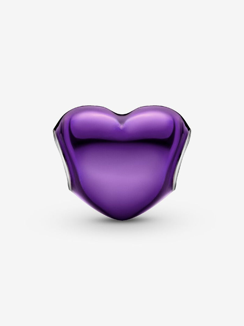Charm Cuore Metallico Viola