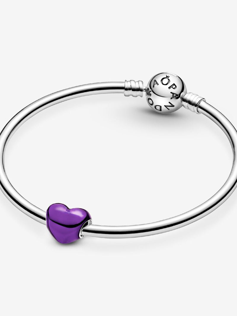 Charm Cuore Metallico Viola