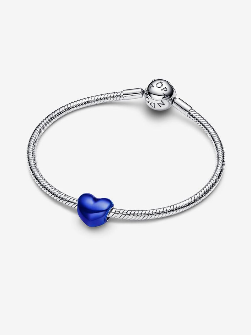 Charm Cuore Metallico Blu