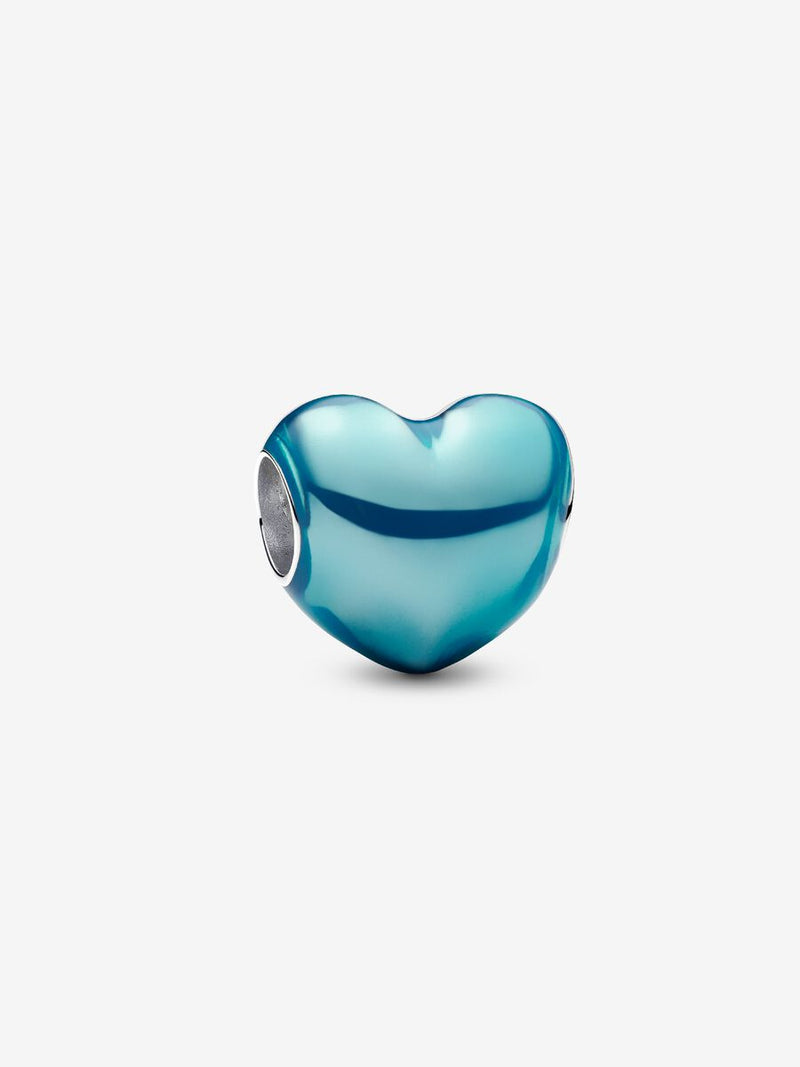 Charm Cuore Metallico Azzurro