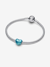 Charm Cuore Metallico Azzurro
