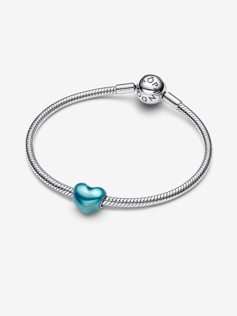 Charm Cuore Metallico Azzurro