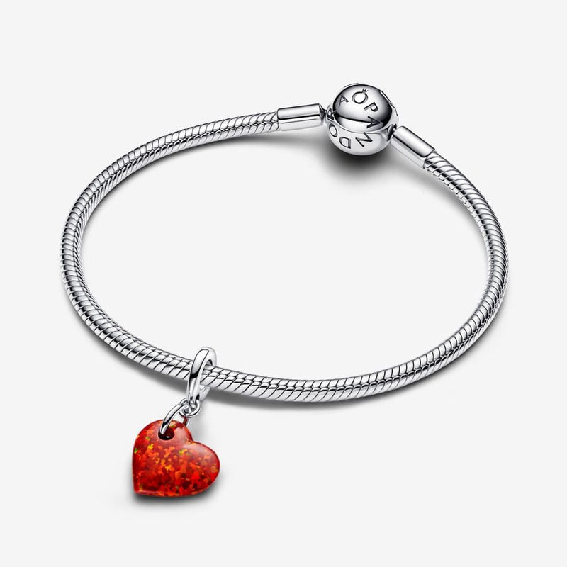 Charm Pendente Cuore Opale Rosso