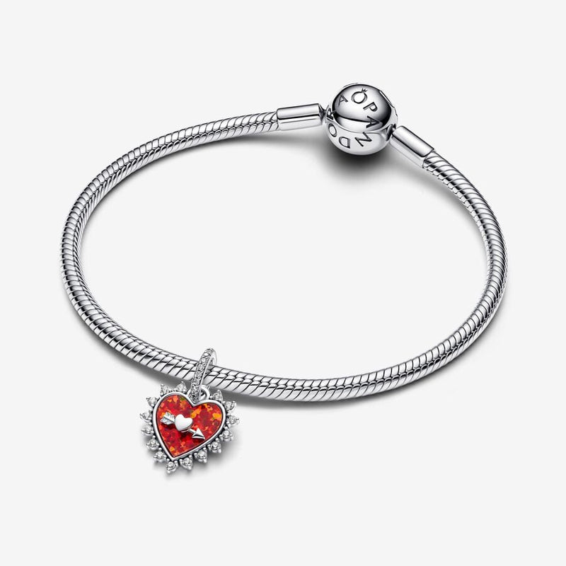 Charm Pendente Cuore Rosso con Freccia Girevole