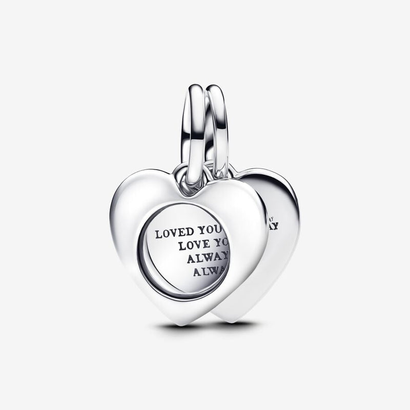 Charm Pendente Cuore con Lente di Ingrandimento da incidere