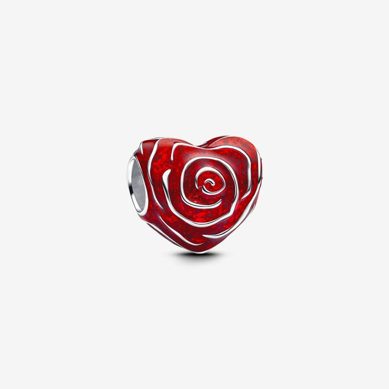 Charm Cuore di Rosa Rossa