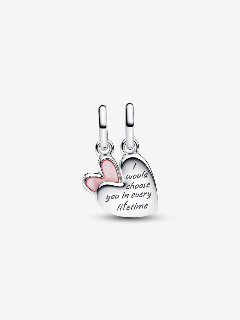 Charm Pendente Unione di Cuori Mamma e Figlia divisibile