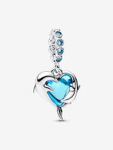Charm Pendente Delfini e Cuore Vetro di Murano