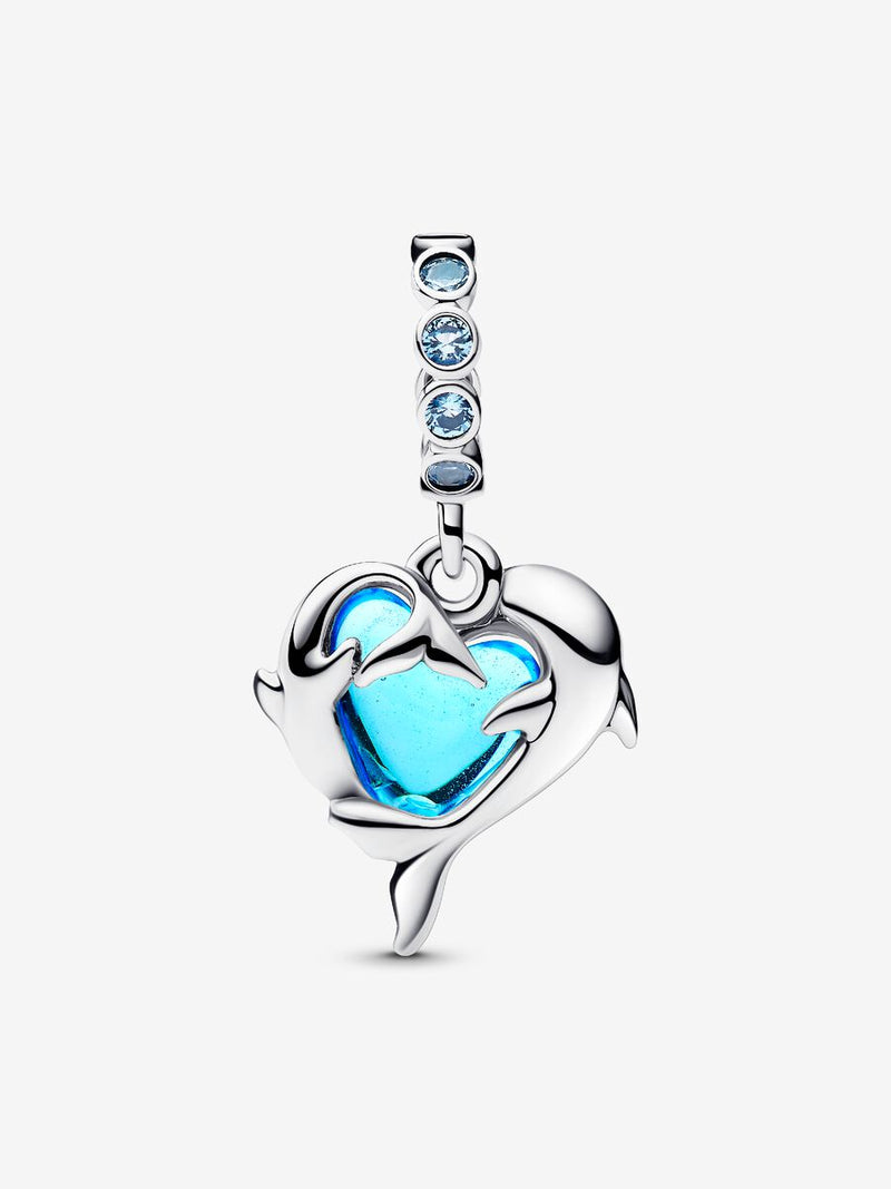 Charm Pendente Delfini e Cuore Vetro di Murano