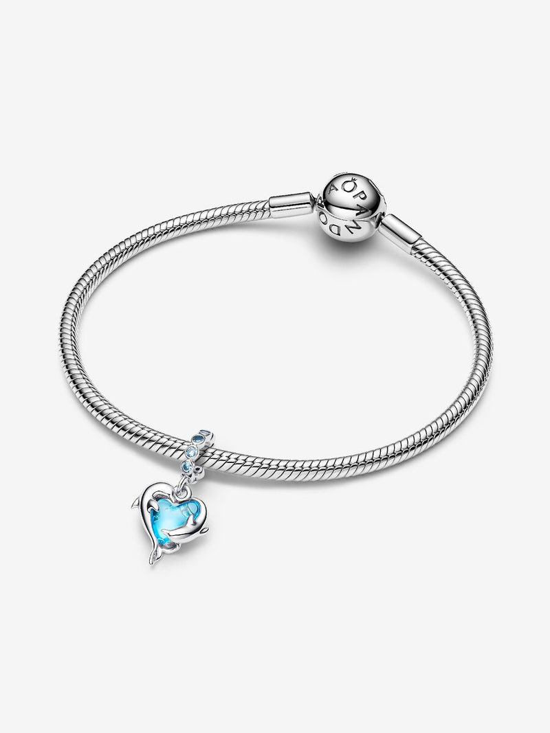 Charm Pendente Delfini e Cuore Vetro di Murano