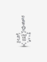 Charm pendente doppio Fiocco di neve opalescente Argento Sterling 925