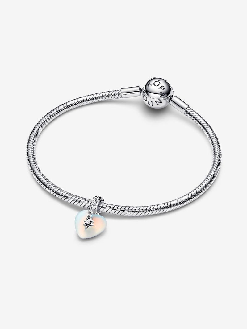 Charm Pendente Cuore e Stella Cadente Argento Sterling 925