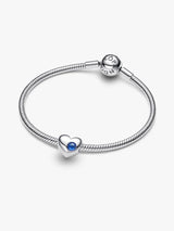 Charm Cuore con Pietra Blu Settembre da Incidere