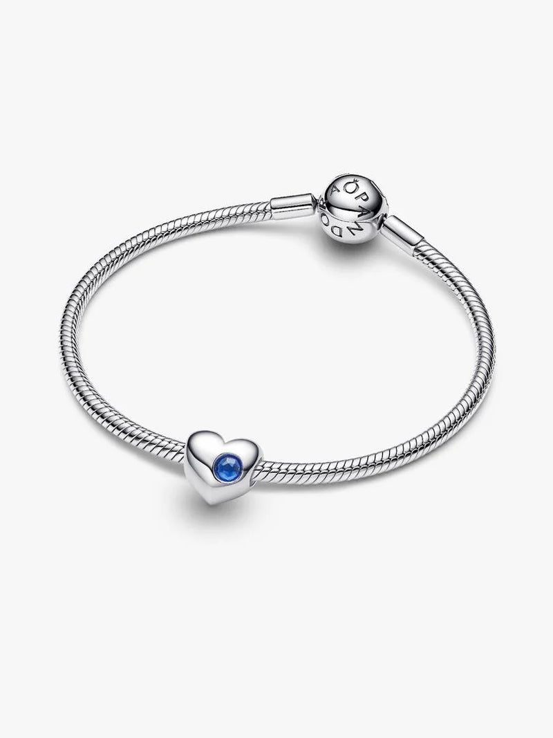 Charm Cuore con Pietra Blu Settembre da Incidere