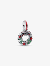 Charm Pendente Doppio Ghirlanda di Natale Argento Sterling 925