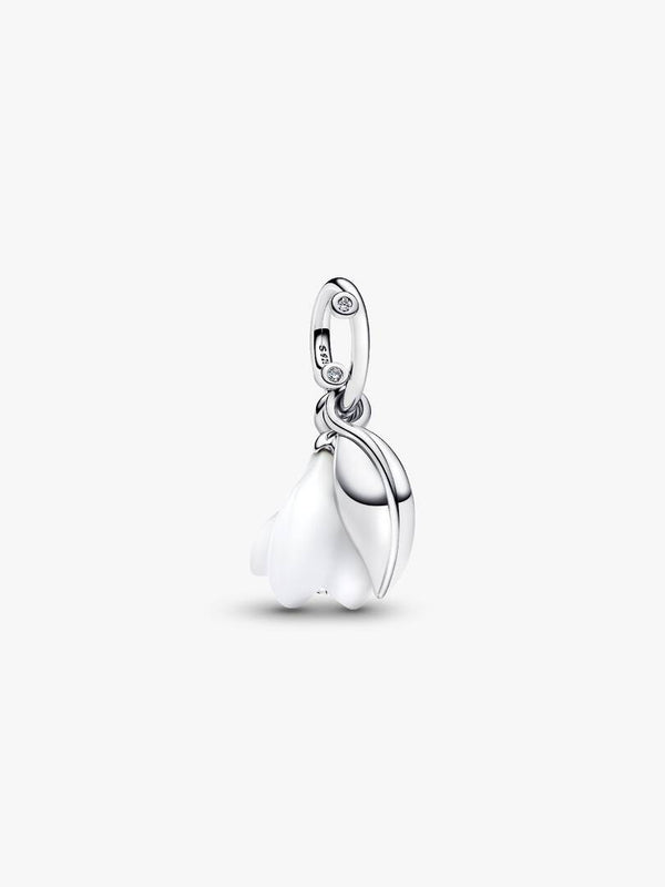 Charm Pendente Fiore Bucaneve Vetro di Murano Argento Sterling 925