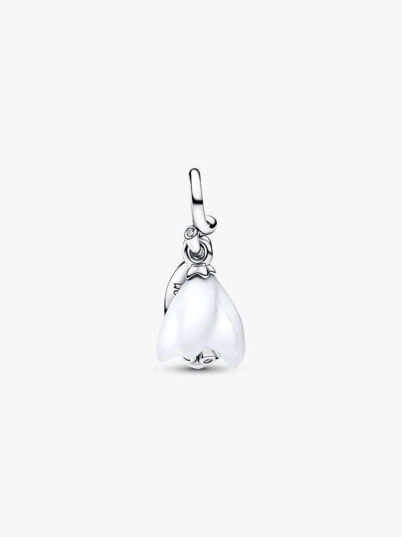 Charm Pendente Fiore Bucaneve Vetro di Murano Argento Sterling 925