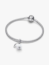 Charm Pendente Fiore Bucaneve Vetro di Murano Argento Sterling 925
