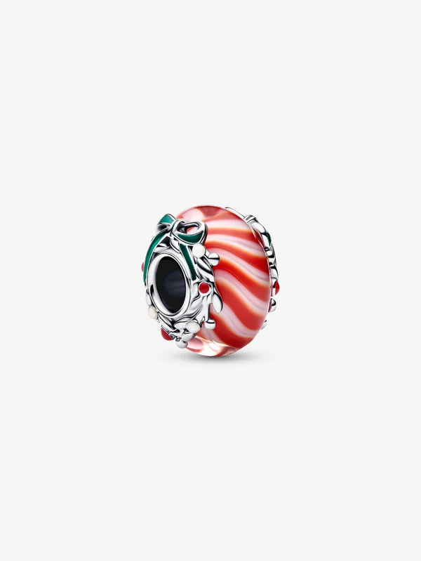 Charm Vetro di Murano Caramella di Natale Argento Sterling 925