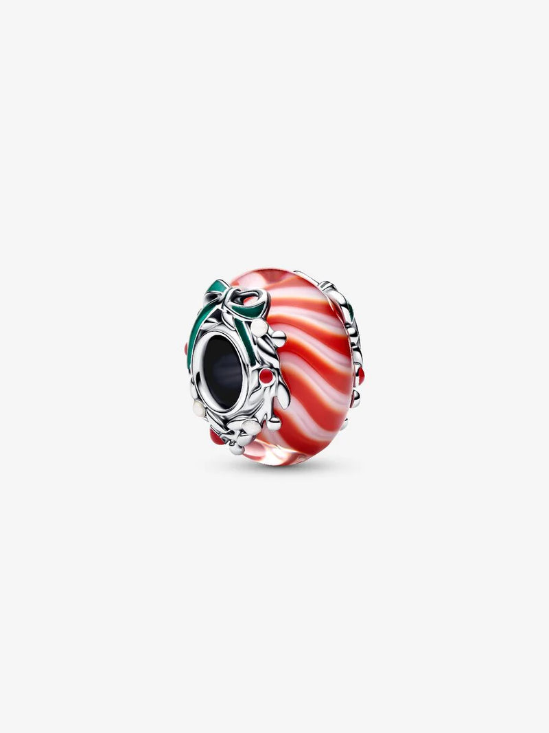 Charm Vetro di Murano Caramella di Natale Argento Sterling 925