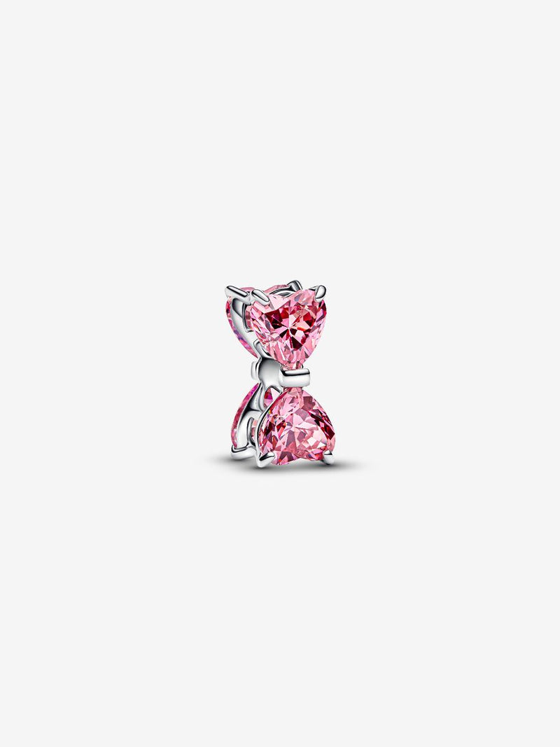 Charm Fiocco Luminoso Rosa Argento Sterling 925
