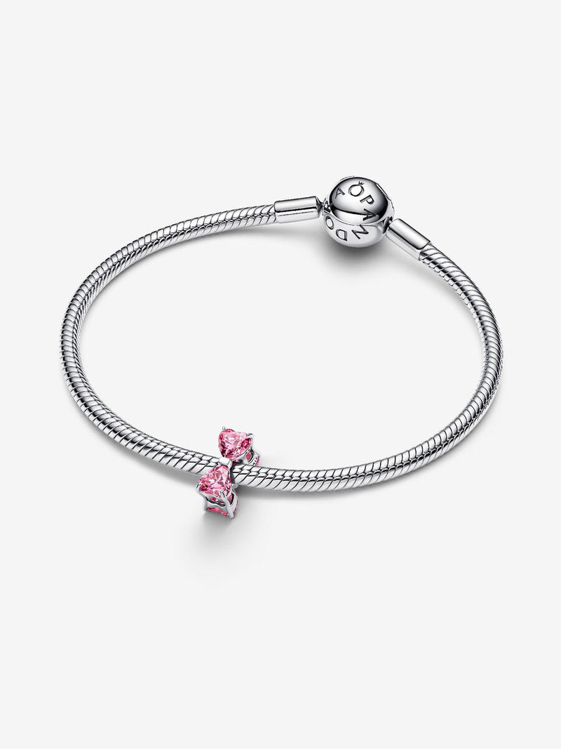 Charm Fiocco Luminoso Rosa Argento Sterling 925