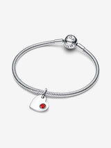 Charm Pendente Cuore con Pietra Rossa Scuro Gennaio Argento Sterling 925