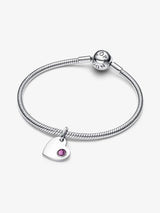 Charm Pendente Cuore con Pietra Viola Febbraio Argento Sterling 925
