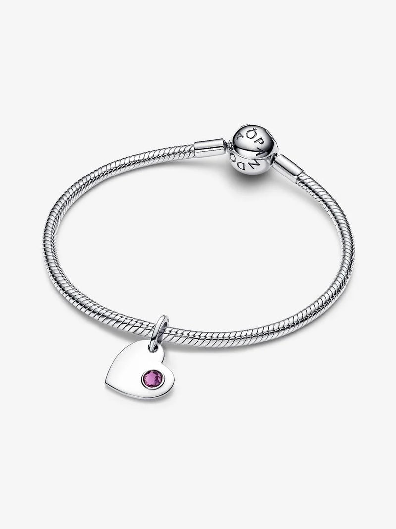 Charm Pendente Cuore con Pietra Viola Febbraio Argento Sterling 925