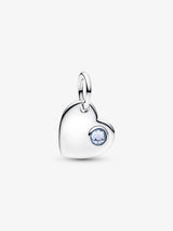 Charm Pendente Cuore con Pietra Azzura Marzo Argento Sterling 925