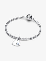 Charm Pendente Cuore con Pietra Azzura Marzo Argento Sterling 925