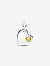 Charm Pendente Cuore con Pietra Miele Novembre Argento Sterling 925