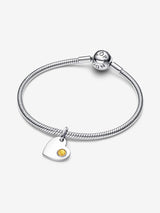 Charm Pendente Cuore con Pietra Miele Novembre Argento Sterling 925