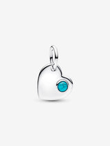 Charm Pendente Cuore con Pietra Turchese Dicembre Argento Sterling 925
