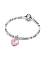 Charm Pendente Lucchetto Cuore Rosa "Yours" in ceramica