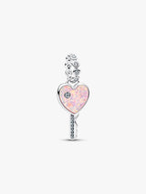 Charm Pendente Chiave a Cuore Opale Rosa
